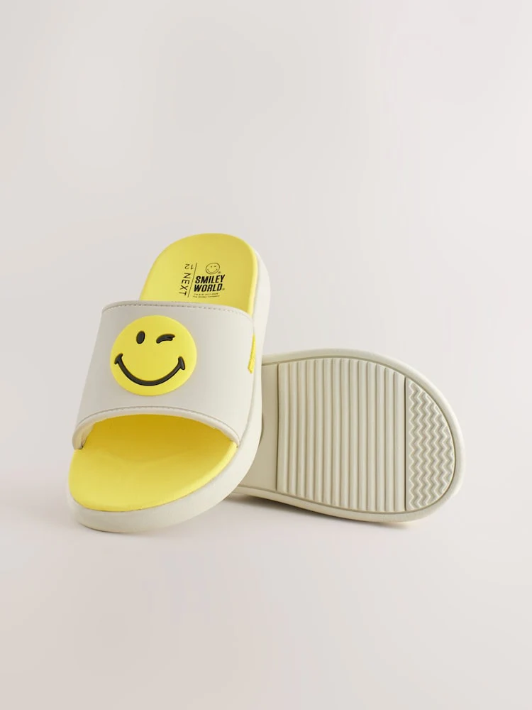 Bone White Smiley World Beach Sliders - Image 3