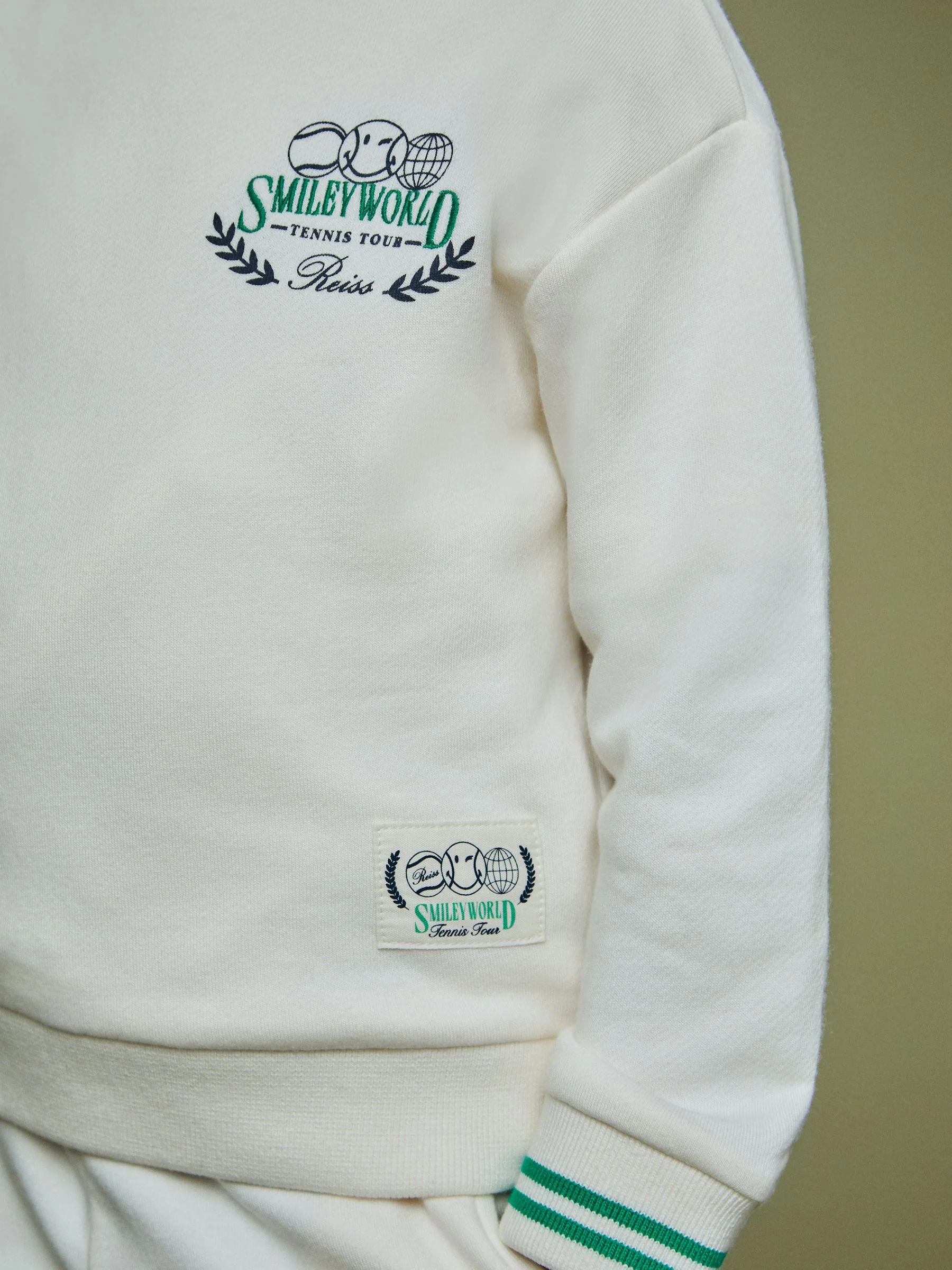 SmileyWorld | Reiss Logo Sweatshirt Unisex Fit in White - Image 5