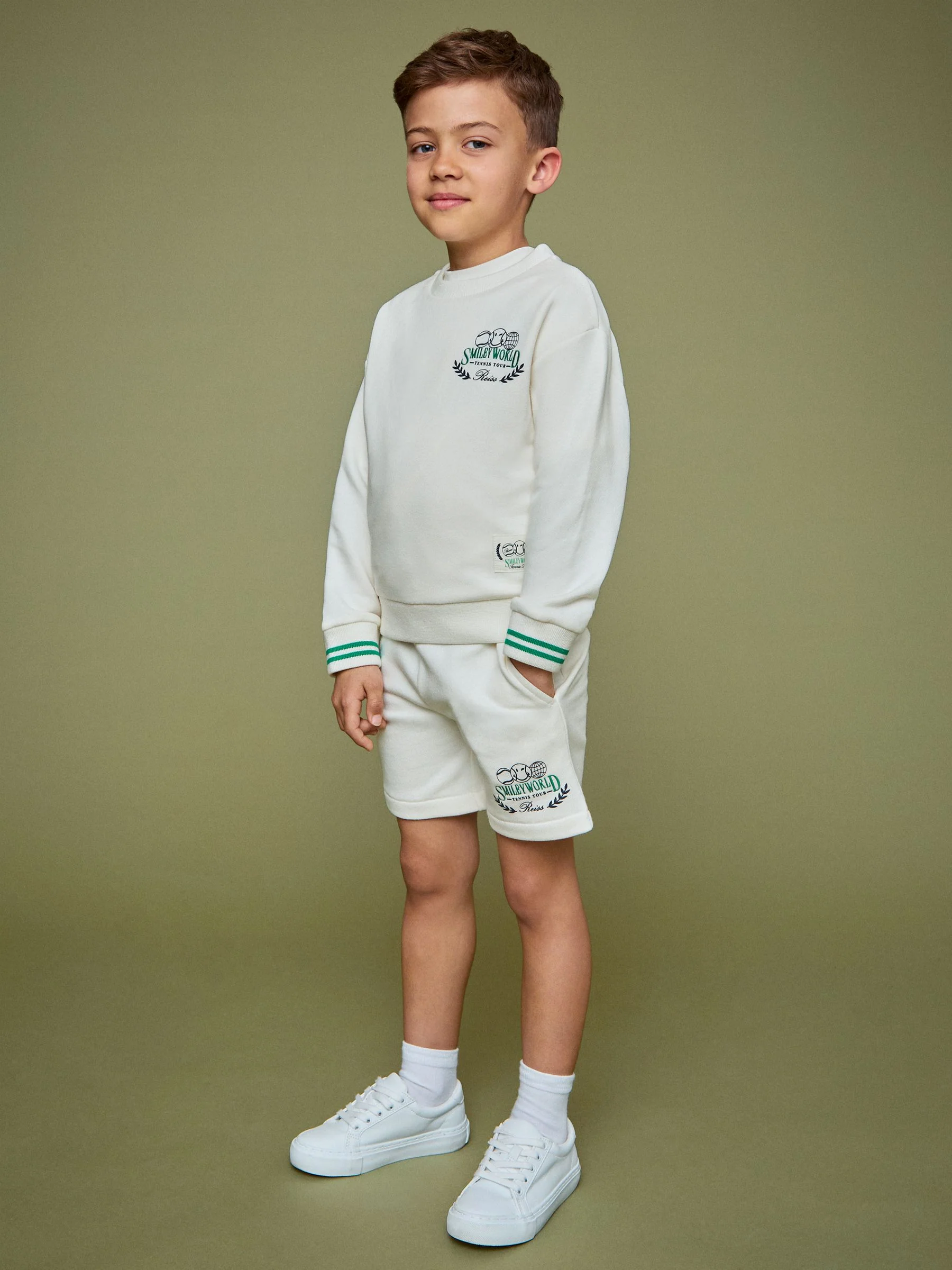 SmileyWorld | Reiss Logo Sweatshirt Unisex Fit in White - Image 6