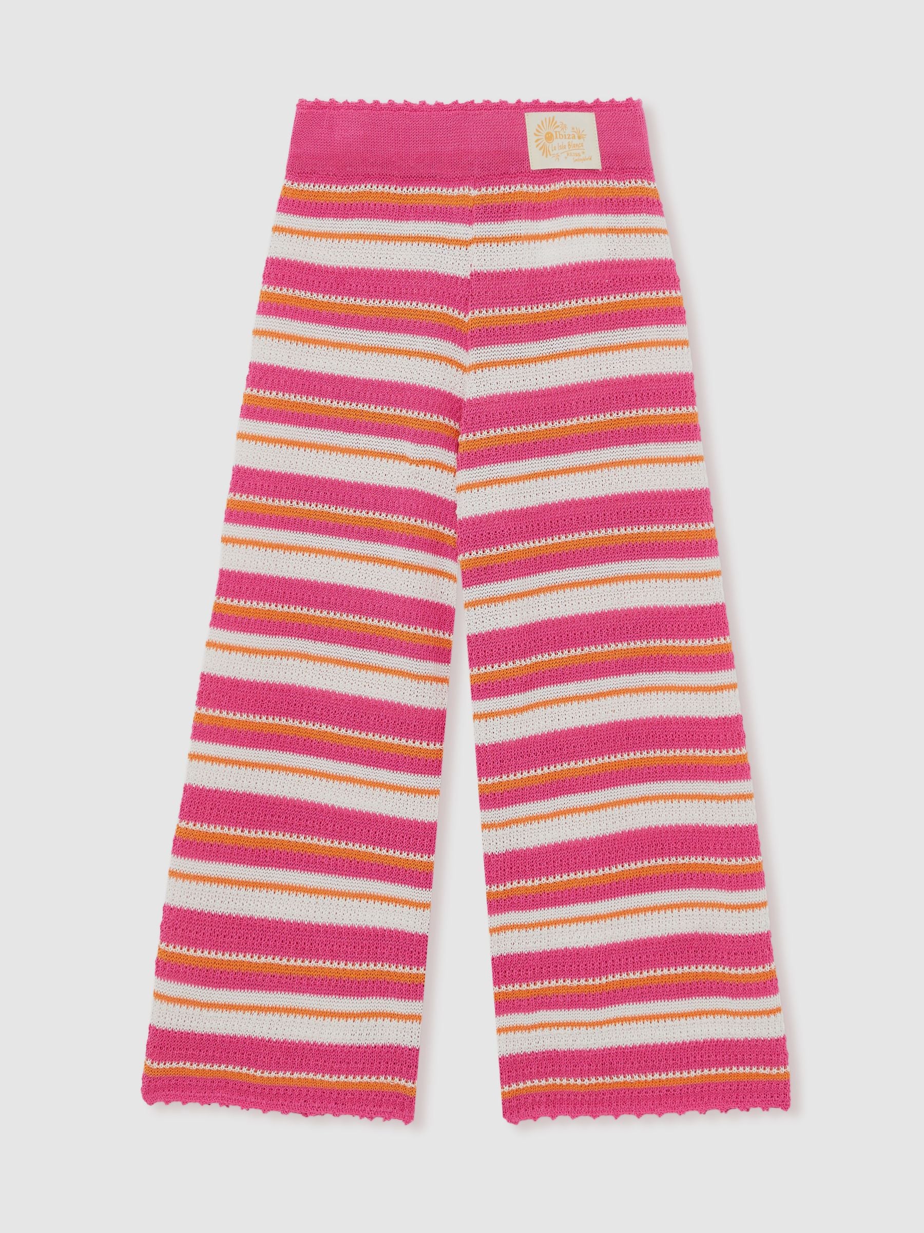 SmileyWorld | Reiss Stripe Knit Trousers in Pink - Image 5