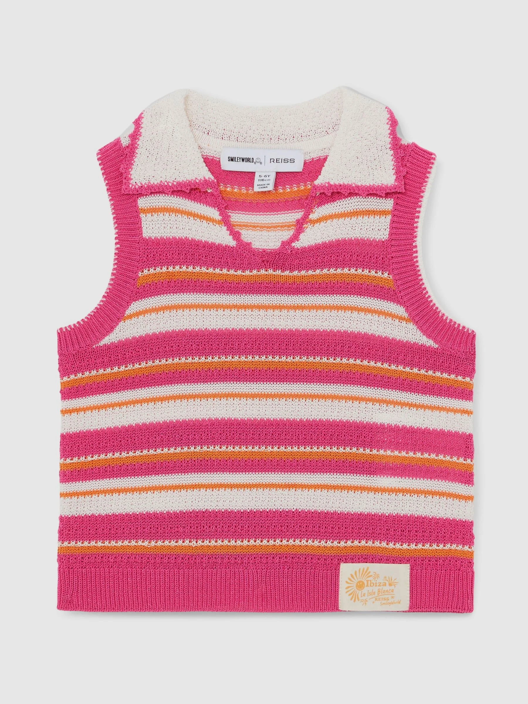 SmileyWorld | Reiss Stripe Knit Vest in Pink - Image 3