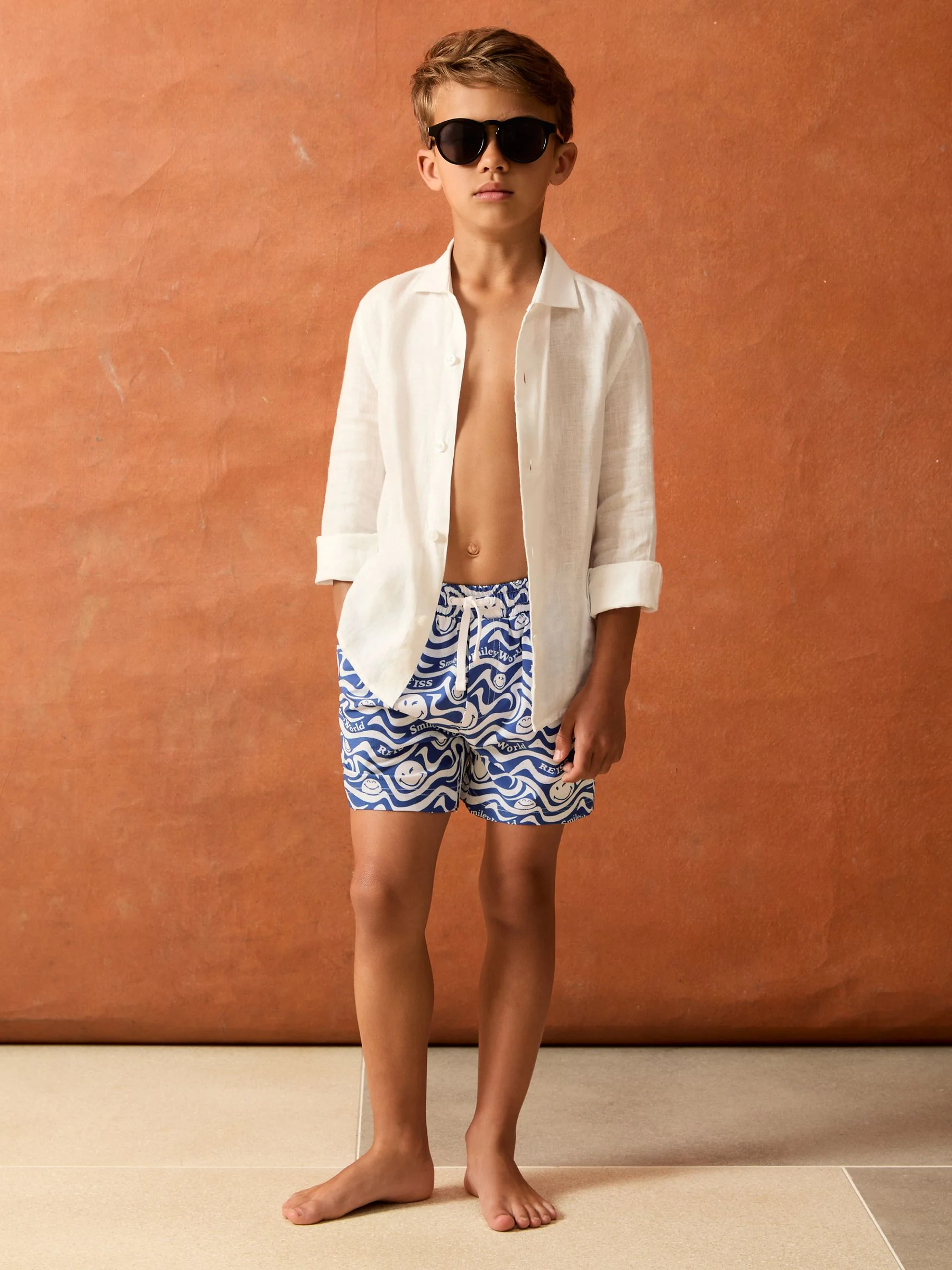 SmileyWorld | Reiss Wave Swim Shorts in Bright Blue - Image 3