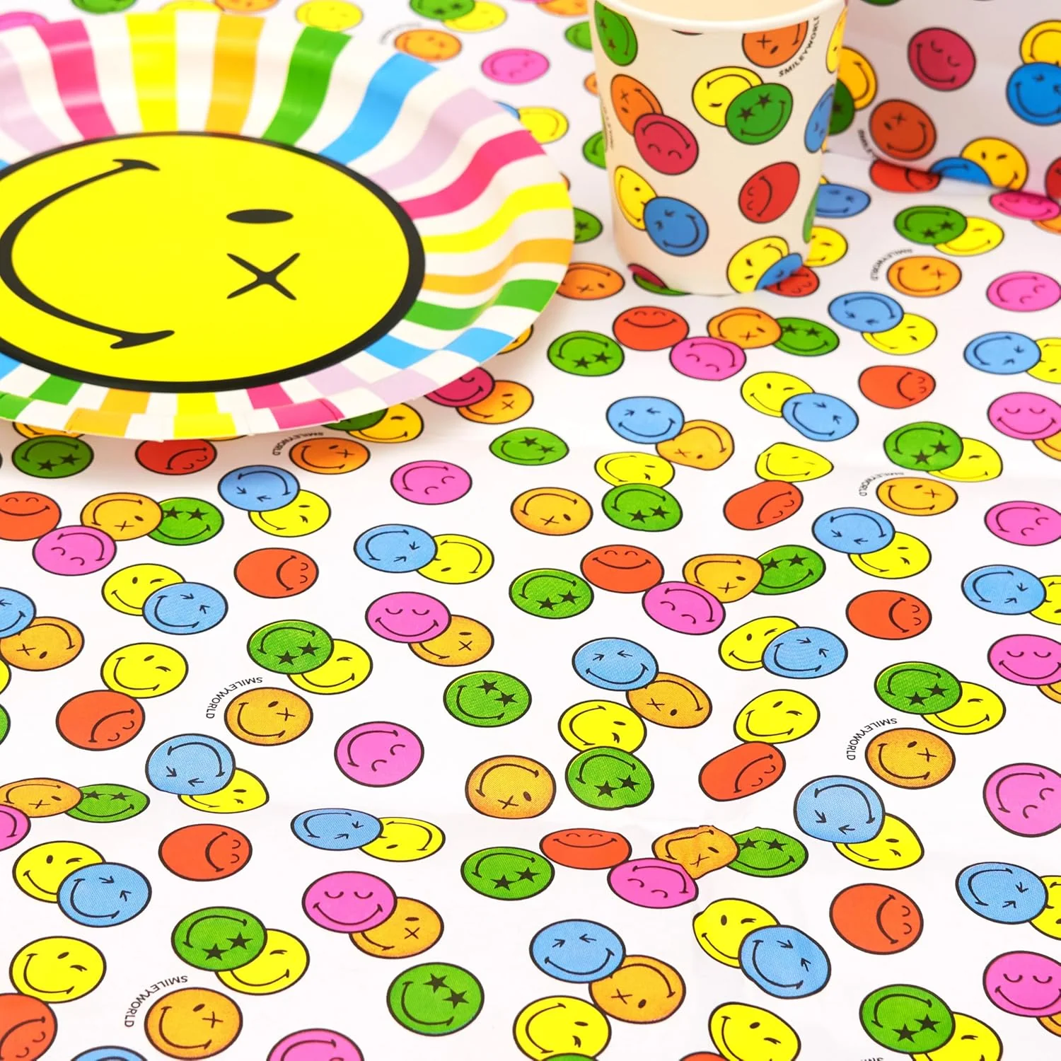 UK Greetings | Paper Tablecloth | for Birthdays, Party's & Celebrations | Table Decoration | Boys, Girls | Smiley World Design | 120 x 180cm - Image 3