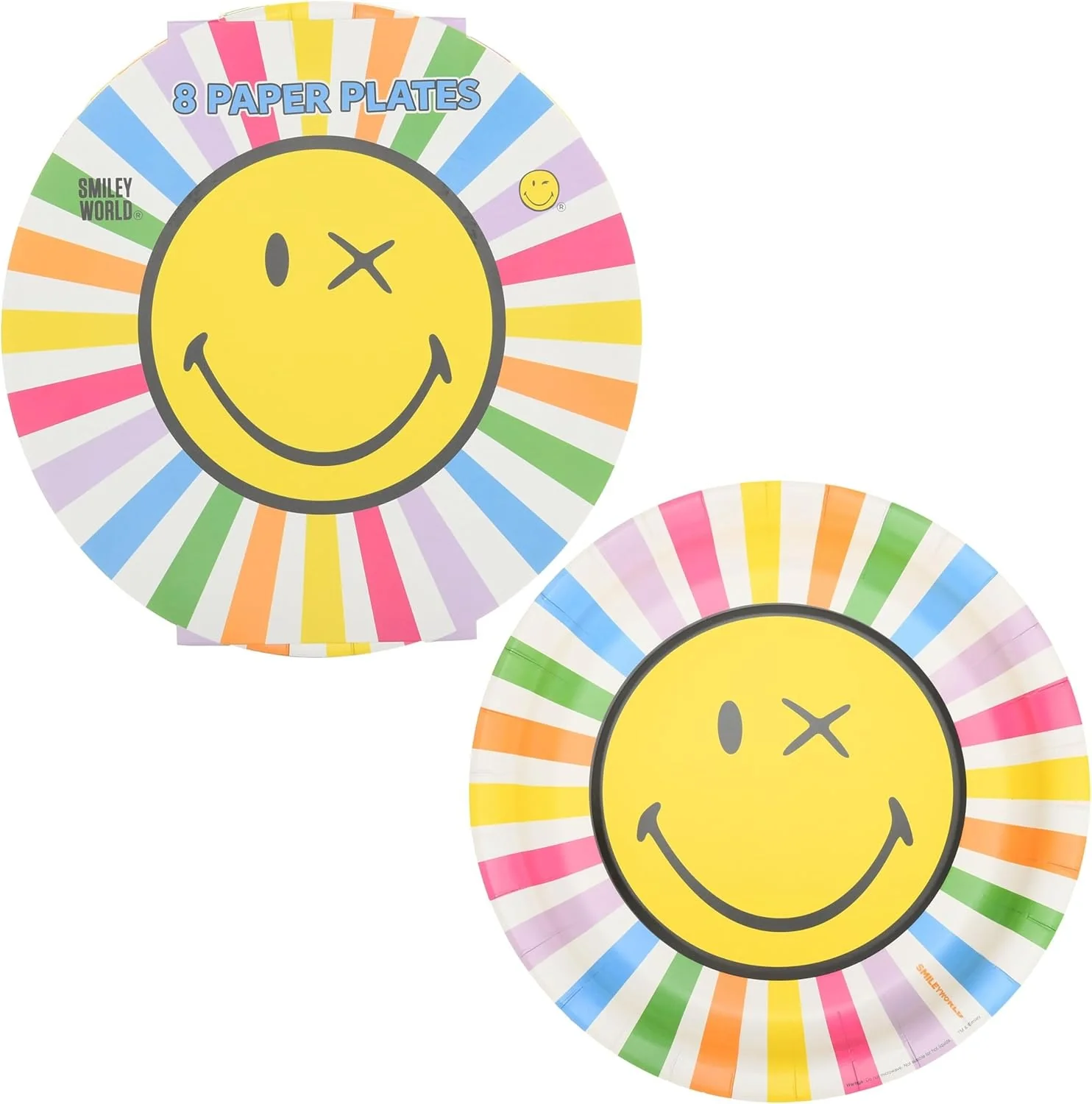 UK Greetings | Party Assortment Bundle | 16 Paper Plates & Cups, 16 Paper Bags, 40 Napkins, 1 Banner | Smiley World Design - Image 3