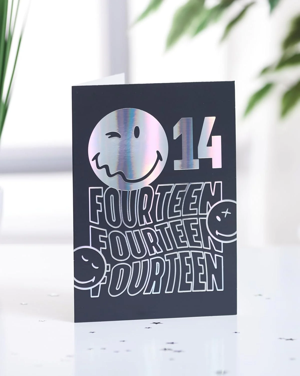 UK Greetings | Smiley World 14th Birthday Card | Happy Birthday Gifts | Him, Boys, Men | Silver Foil Design | With Envelope | 13.3x18.4cm - Image 3